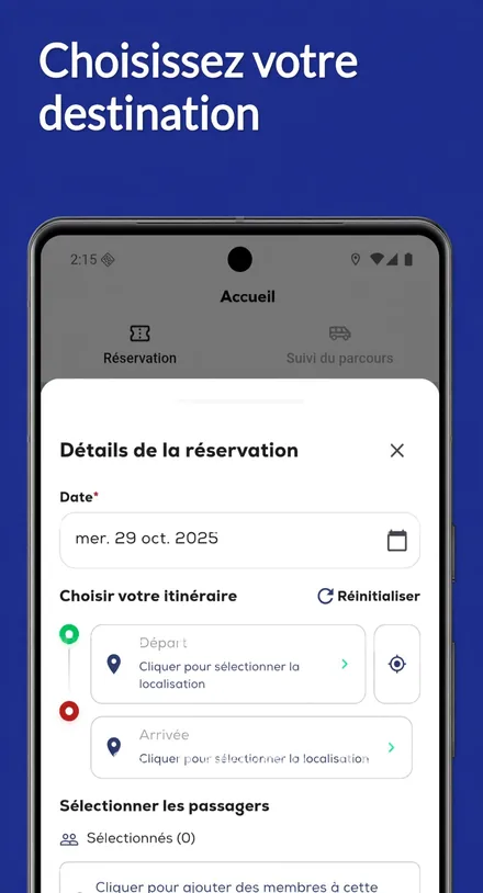 Capture d'écran de l'application SQY Flex